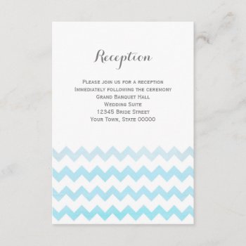 Blue Watercolor Chevron Wedding Reception Info Enclosure Card by prettypicture at Zazzle