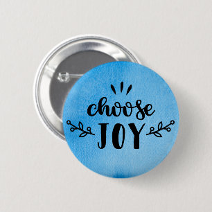 Blue Watercolor - Choose joy Button