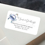 Blue Watercolor Christmas Crab Address Labels<br><div class="desc">This coastal Christmas watercolor return address label features a replica of my original hand painted crab with holiday lights in shades of red, turquoise, blue and green on a crisp white background. The words "Seas & Greetings, your names and return address details are set in a modern hand lettered script...</div>