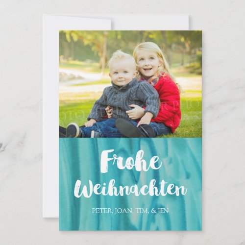 Blue Watercolor Christmas Photo Card German