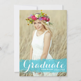 Blue Watercolor Class of 2025 Photo Graduation Announcement