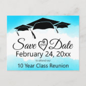 Blue Watercolor Class Reunion Save The Date Postcard (Front)