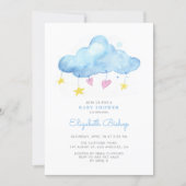 Blue Watercolor Cloud Gender Neutral Baby Shower Invitation (Front)