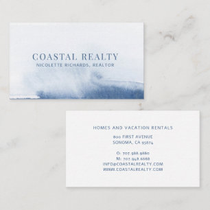 Blue Watercolor Coastal Realty Realtor Business Card