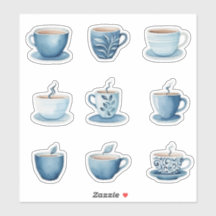 Blue Watercolor Coffee Cups 3