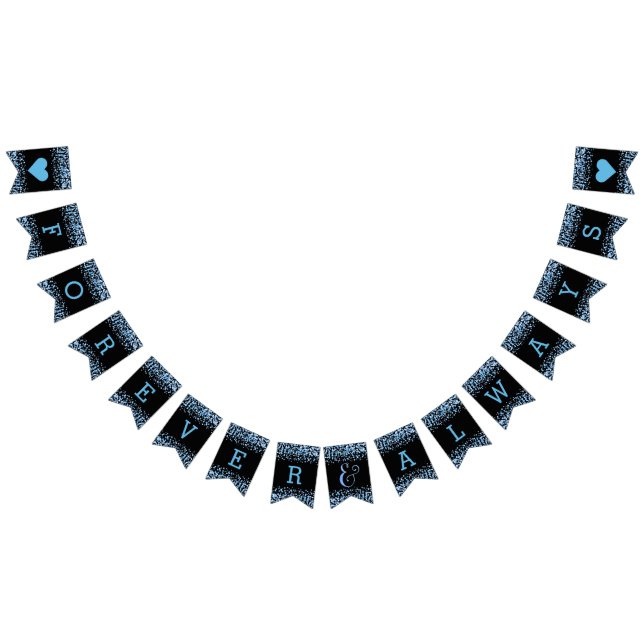 Blue Watercolor Confetti Dots Wedding Forever Bunting Flags (All)