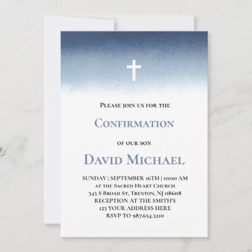 blue watercolor Confirmation boy