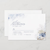 Blue watercolor coral & seashells beach wedding RSVP card (Front/Back)
