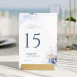 Blue watercolor coral & seashells beach Wedding  Table Number<br><div class="desc">Elegant under the sea themed beach wedding table cards feature dusty blue watercolor coral & seashells,  stylish script and classy font details,  modern and romantic,  great for sea themed summer beach wedding,  winter tropical destination wedding,  coastal ocean themed party. 
See all the matching pieces in collection.</div>