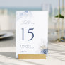 Blue watercolor coral & seashells beach Wedding  Table Number