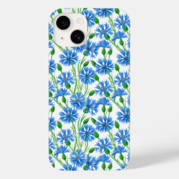 Blue watercolor cornflowers, wild flowers on white Case-Mate iPhone 14 case