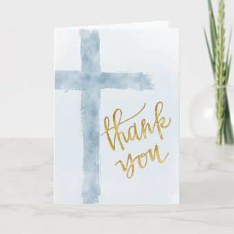 blue watercolor Cross Thank you Card | Zazzle