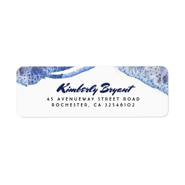 Blue Watercolor Crystal Modern Wedding Label (Front)