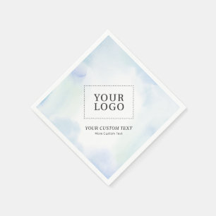 Blue Watercolor Custom Business Logo Promotional Napkins