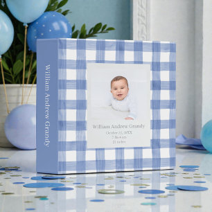 Blue Watercolor Custom Personalized Baby Photos 3 Ring Binder