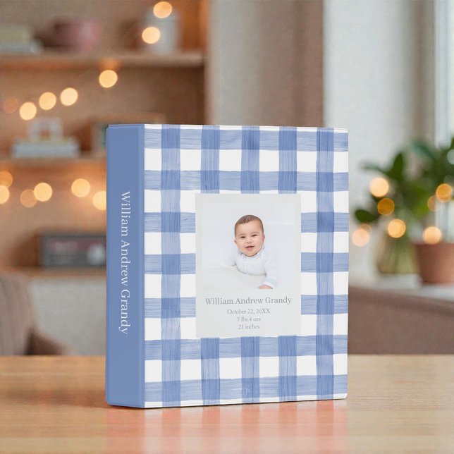 Blue Watercolor Custom Personalized Baby Photos Mini Binder (Creator Uploaded)
