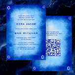 Blue Watercolor Custom QR Code Bar Bat Mitzvah Invitation<br><div class="desc">Perfect card to announce a bat mitzvah, bar mitzvah or other Jewish celebration! Hand made watercolor art for you on the front and back side! FULLY CUSTOMIZABLE! Click on “Personalize” above to edit the text and add your link to the QR code. Click "edit using design tool" to adjust the...</div>