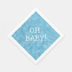 Blue Watercolor Custom Text Baby Shower Oh Baby Napkins