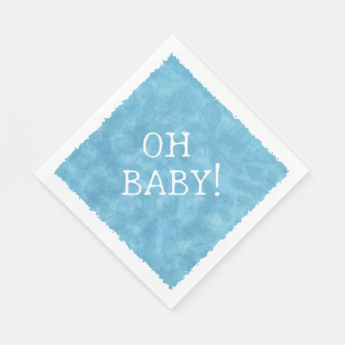 Blue Watercolor Custom Text Baby Shower Oh Baby Napkins