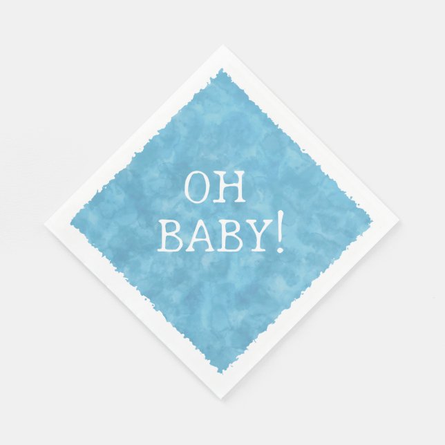 Blue Watercolor Custom Text Baby Shower Oh Baby Napkins (Corner)
