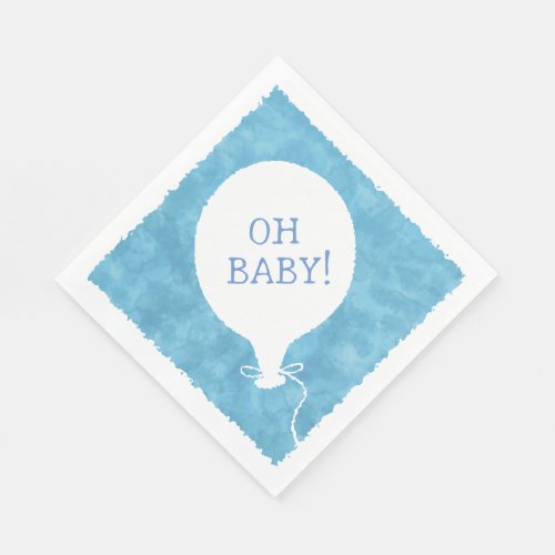 Blue Watercolor Custom Text Baby Shower Oh Baby Napkins