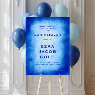 Blue Watercolor Custom WELCOME  Bar Bat Mitzvah Foam Board