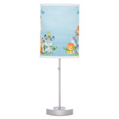 Blue Watercolor Cute Safari Jungle Animals Table Lamp (Front)