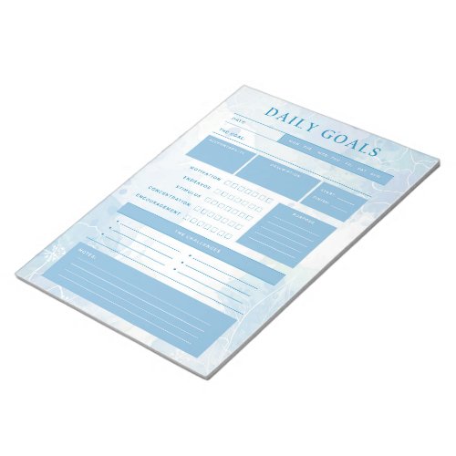 Blue Watercolor Daily Goals Planner Notepad