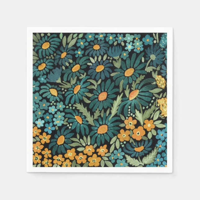 Blue watercolor daisies napkins (Front)