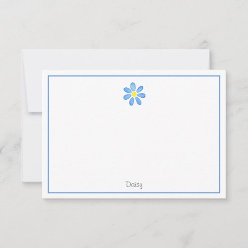 Blue Watercolor Daisy Note Card