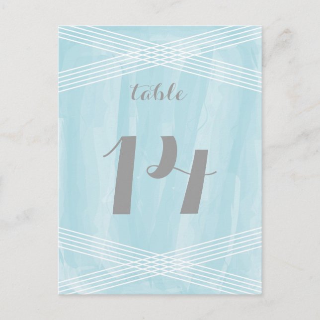 Blue Watercolor Deco Table Number (Front)
