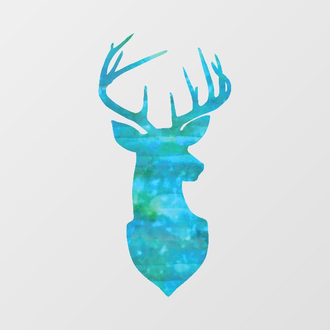 Blue Watercolor Deer Silhouette Window Cling (Sheet)