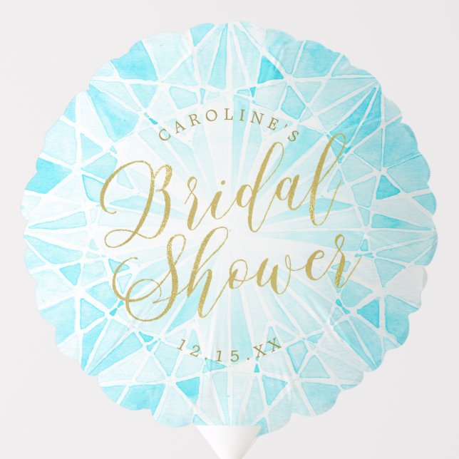Blue Watercolor Diamond Bridal Shower Custom Balloon (Front)