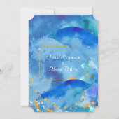 Blue Watercolor Dolphin Wedding Invitation Card (Back)