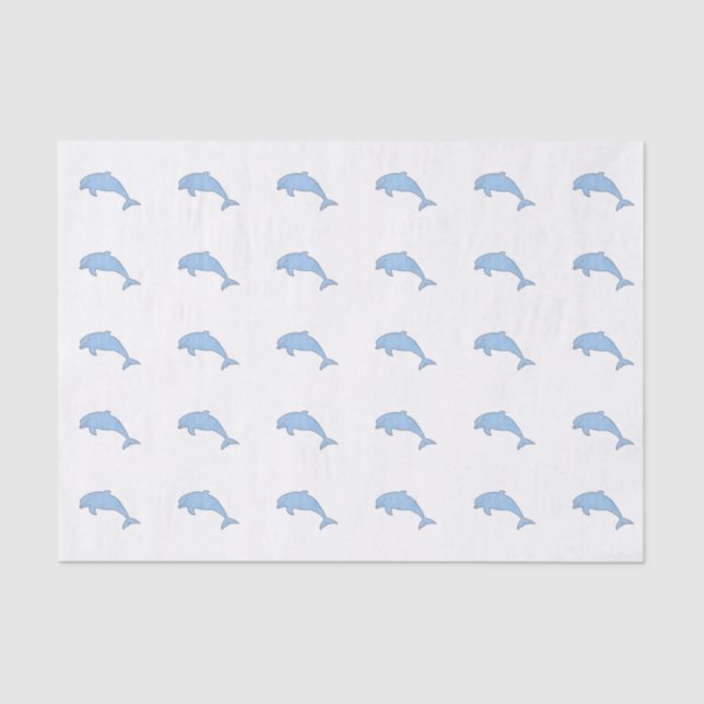 Blue watercolor dolphins tissue paper (Front)