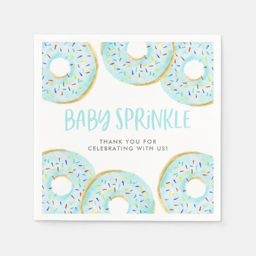 Blue Watercolor Donuts Baby Shower Sprinkle Napkins