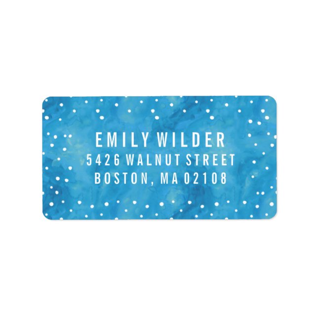 Blue Watercolor Dots Baby Shower Label (Front)