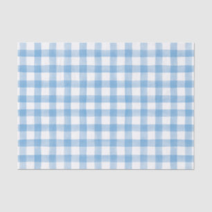 Blue Watercolor Dots Gingham Tissue Paper