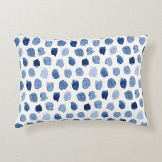 Blue Watercolor Dots Pillow 16x12