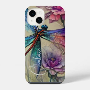 Blue Watercolor Dragonfly, Personalize iPhone 14 Case