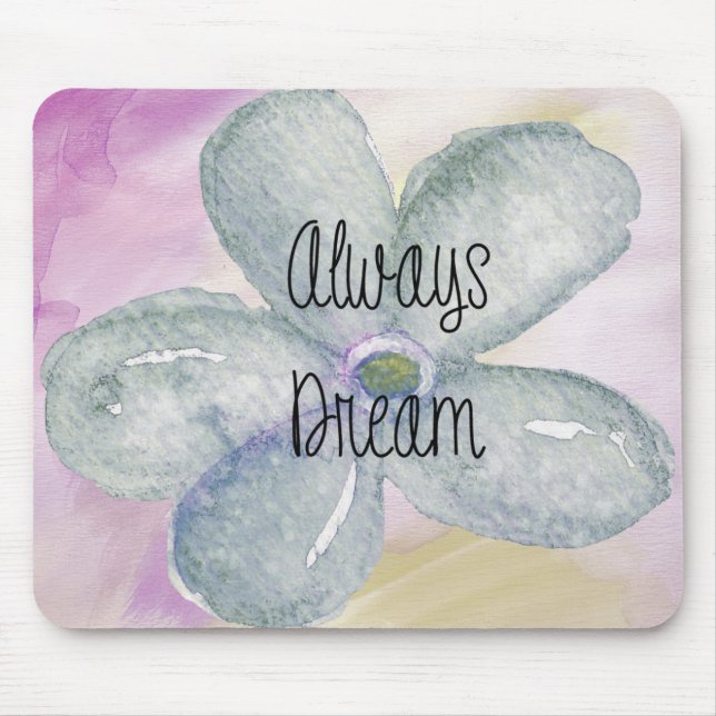 Blue Watercolor Dream Flower Mouse Pad (Front)