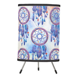 Blue Watercolor Dreamcatcher Boho Custom  Tripod Lamp