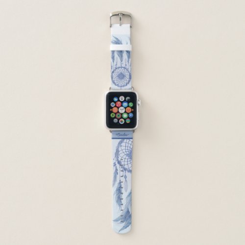 Blue watercolor dreamcatcher feathers apple watch band