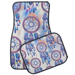 Blue Watercolor Dreamcatcher Modern Boho Car Floor Mat