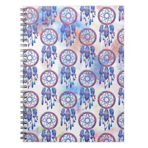 Blue Watercolor Dreamcatcher Modern Boho Notebook