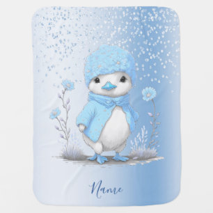 Blue Watercolor Duck Baby Blanket
