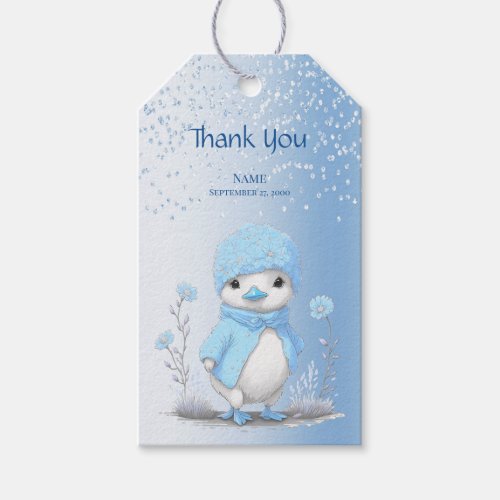 Blue Watercolor Duck Gift Tag