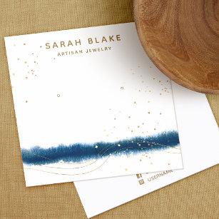 Blue Watercolor  Earring Display Holder Square Business Card