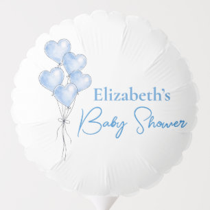 Blue Watercolor Elegant Heart Baby Shower Balloon