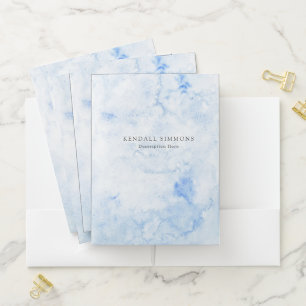Blue Watercolor Elegant Pocket Folder
